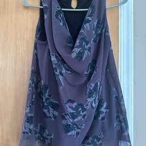 Ann Taylor Black and Purple Floral Dress